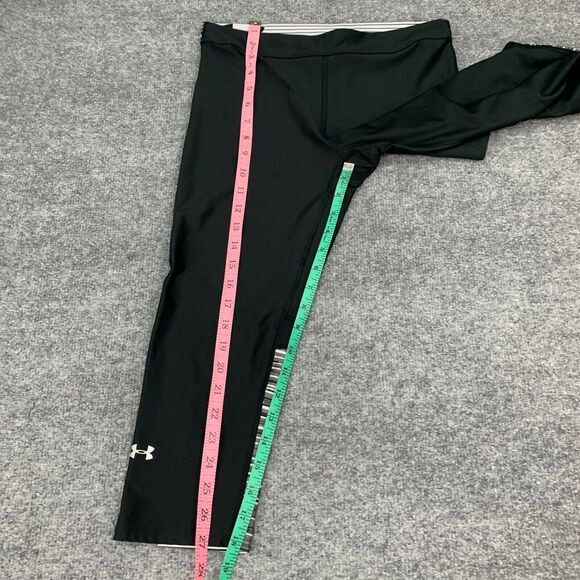 Under Armour Cropped Leggings Womens M Medium Black Fitted HeatGear Gym Workout - Picture 6 of 10
